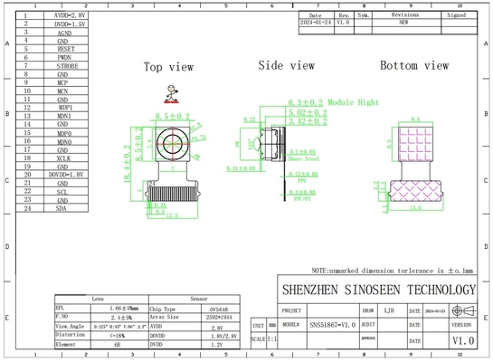 5MP MIPI Camera Module OV5648 Sensor 90fps voor mobiele apparaten