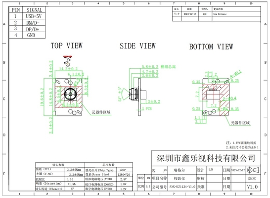 720P USB Cameramodule met IMX056 Sensor 30FPS