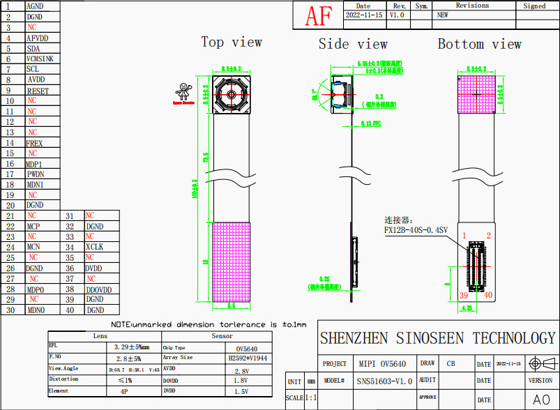 OEM 5MP Camera Module OV5640 Sensordvp Interface voor de Erkenning van het Codeaftasten